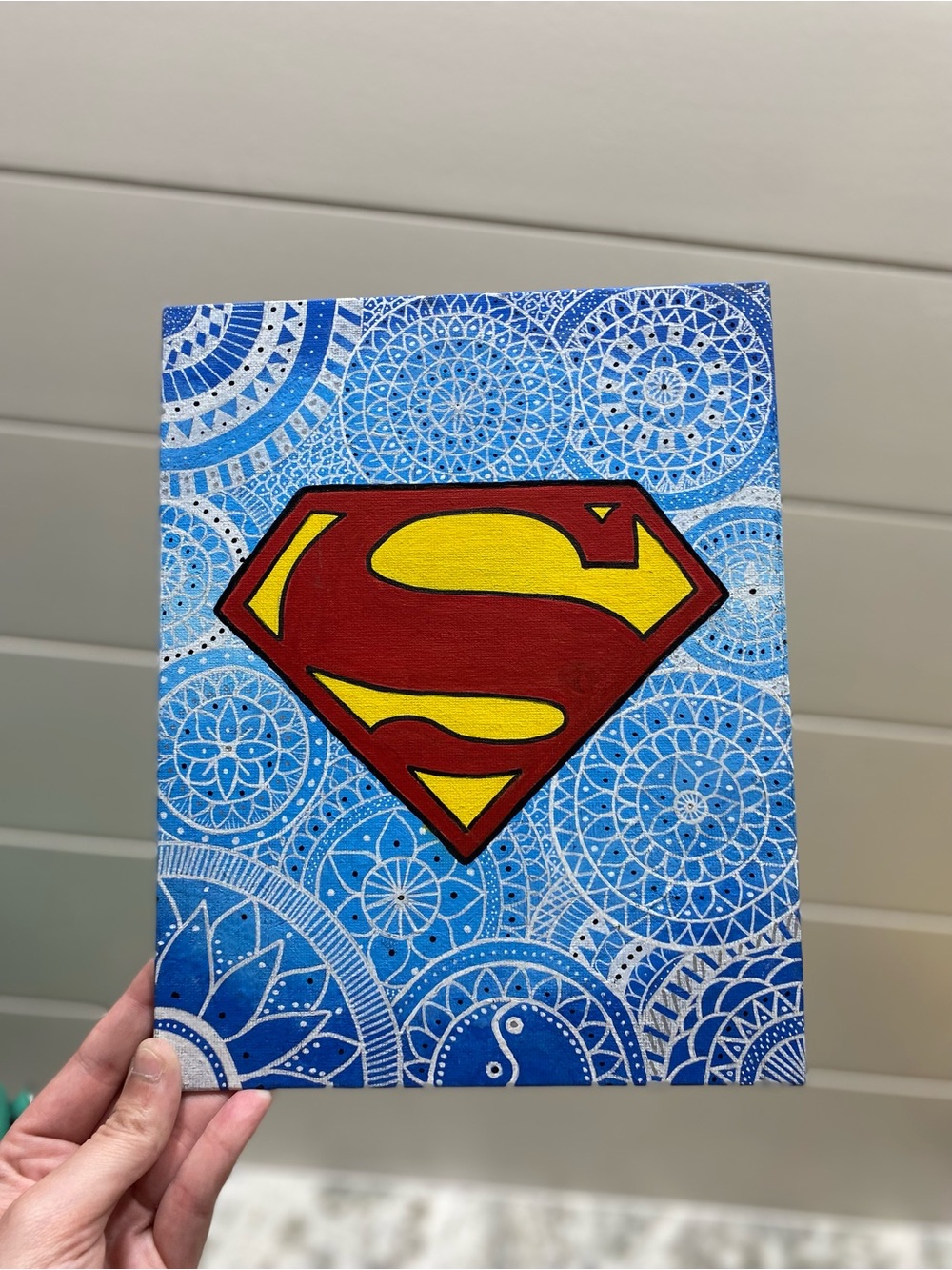 Superhero Logo & Mandala Canvas Board Art - Picture 4 of 4